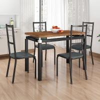 Conjunto de Mesa Retangular com Tampo de MDP Marrom Copenhague e 4 Cadeiras Monterrey Revestimento Sintético Preto - 2