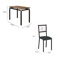 Conjunto de Mesa Retangular com Tampo de MDP Marrom Copenhague e 4 Cadeiras Monterrey Revestimento Sintético Preto - 3