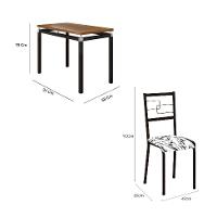 Conjunto de Mesa Retangular com Tampo de MDP Marrom Copenhague e 4 Cadeiras Monterrey Revestimento Sintético Florido Branco e Preto - 3