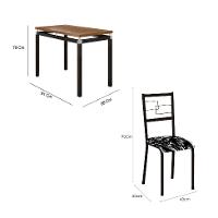 Conjunto de Mesa Retangular com Tampo de MDP Marrom Copenhague e 4 Cadeiras Monterrey Revestimento Sintético Florido Preto e Branco - 3