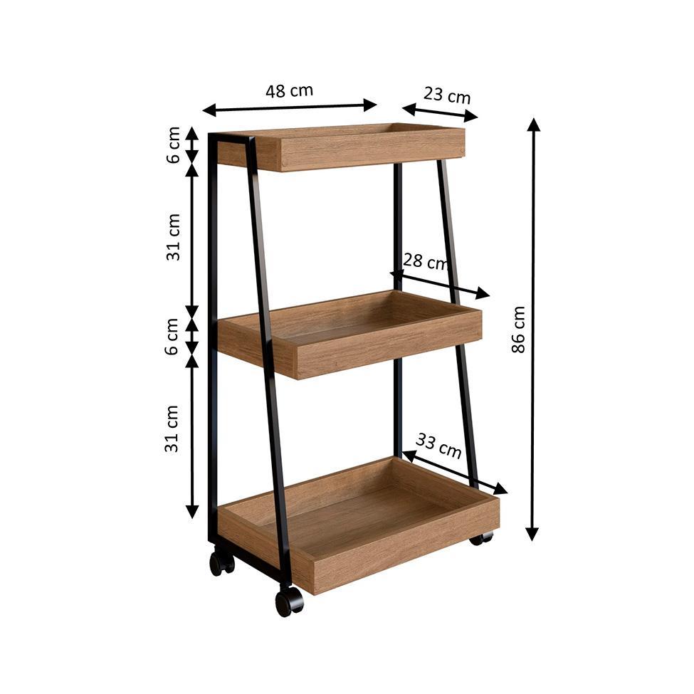 Carrinho Multiuso Albi Mel e Preto - 3