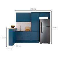 Cozinha Completa Évora com Bancada 6 PT 3 GV Azul Órion - 3