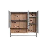 Conjunto de Gabinete com Cuba Branca e Armário de Banheiro com Espelho e Nicho Cecília 6 PT Grafite e Mel