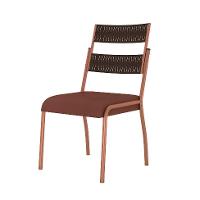 Conjunto de Mesa Retangular com Tampo de MDP Marrom Claro Atlanta e 6 Cadeiras Atenas Revestimento Sintético Terracota e Cobre - 6