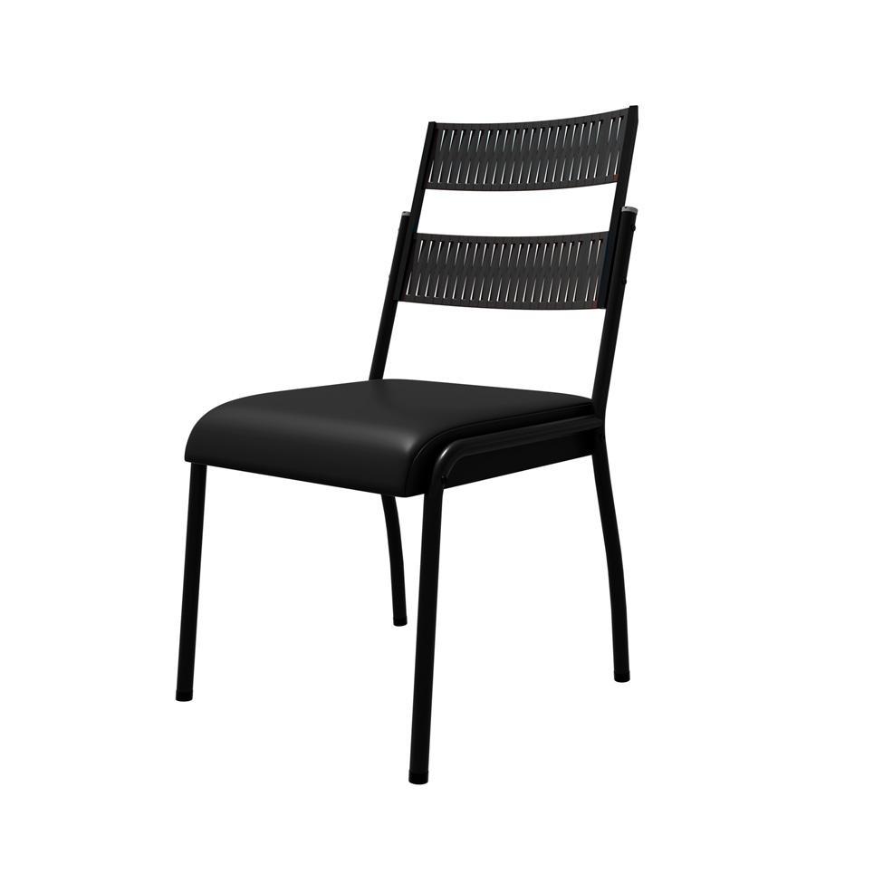 Conjunto de Mesa Retangular com Tampo de MDP Marrom Claro Atlanta e 6 Cadeiras Atenas Revestimento Sintético Preto - 5