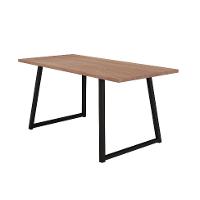 Conjunto de Mesa Retangular com Tampo de MDP Marrom Claro Atlanta e 6 Cadeiras Atenas Revestimento Sintético Preto - 6