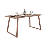 Conjunto de Mesa Retangular com Tampo de MDP Marrom Claro Atlanta e 6 Cadeiras Atenas Revestimento Sintético Preto e Cobre - 5