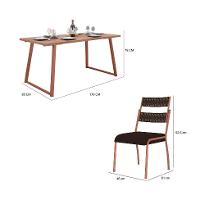 Conjunto de Mesa Retangular com Tampo de MDP Marrom Claro Atlanta e 6 Cadeiras Atenas Revestimento Sintético Marrom e Cobre - 3