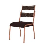 Conjunto de Mesa Retangular com Tampo de MDP Marrom Claro Atlanta e 6 Cadeiras Atenas Revestimento Sintético Marrom e Cobre - 6