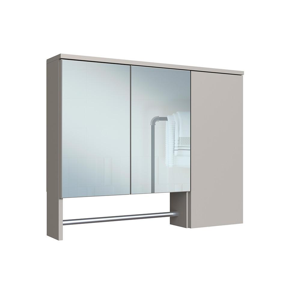 Conjunto de Gabinete com Cuba Branca e Armário de Banheiro com Espelho Cecília 6 PT Mel e Arenas - 6