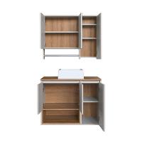 Conjunto de Gabinete com Cuba Branca e Armário de Banheiro com Espelho Cecília 6 PT Mel e Arenas - 2