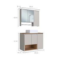 Conjunto de Gabinete com Cuba Branca e Armário de Banheiro com Espelho Cecília 6 PT Mel e Arenas - 3