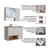 Conjunto de Gabinete com Cuba Branca e Armário de Banheiro com Espelho Cecília 6 PT Mel e Arenas - 5
