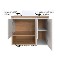 Conjunto de Gabinete com Cuba Branca e Armário de Banheiro com Espelho Cecília 6 PT Mel e Arenas - 8