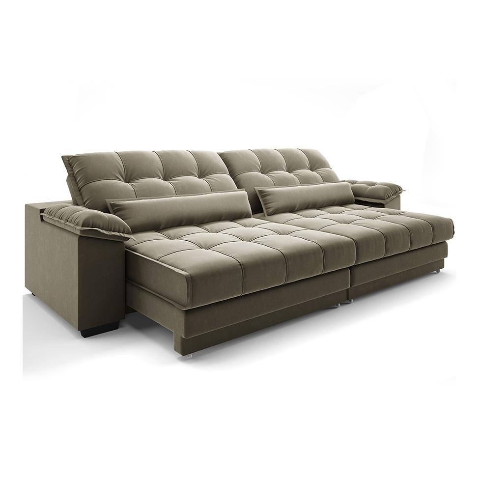 Sofá 5 Lugares Retrátil e Reclinável Majestic Veludo Fendi - 1