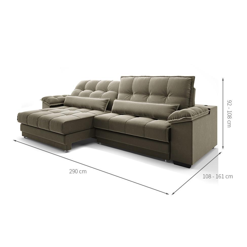 Sofá 5 Lugares Retrátil e Reclinável Majestic Veludo Fendi - 3