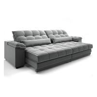 Sofá 5 Lugares Retrátil e Reclinável Majestic Veludo Cinza - 1