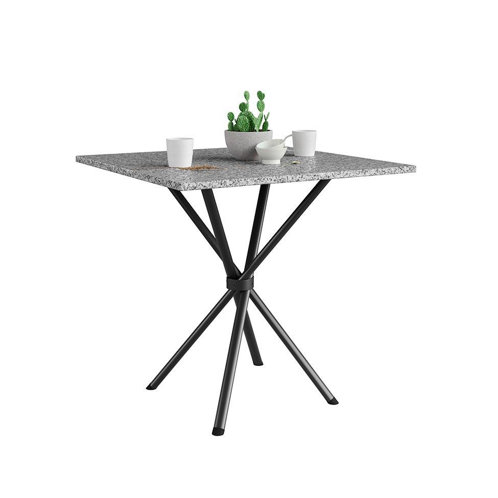 Mesa de Jantar Quadrada com Tampo de Granito Léia Preta Fosca 70 cm - 1