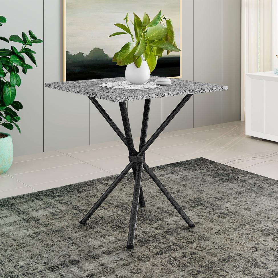 Mesa de Jantar Quadrada com Tampo de Granito Léia Preta Brilhante 70 cm - 2