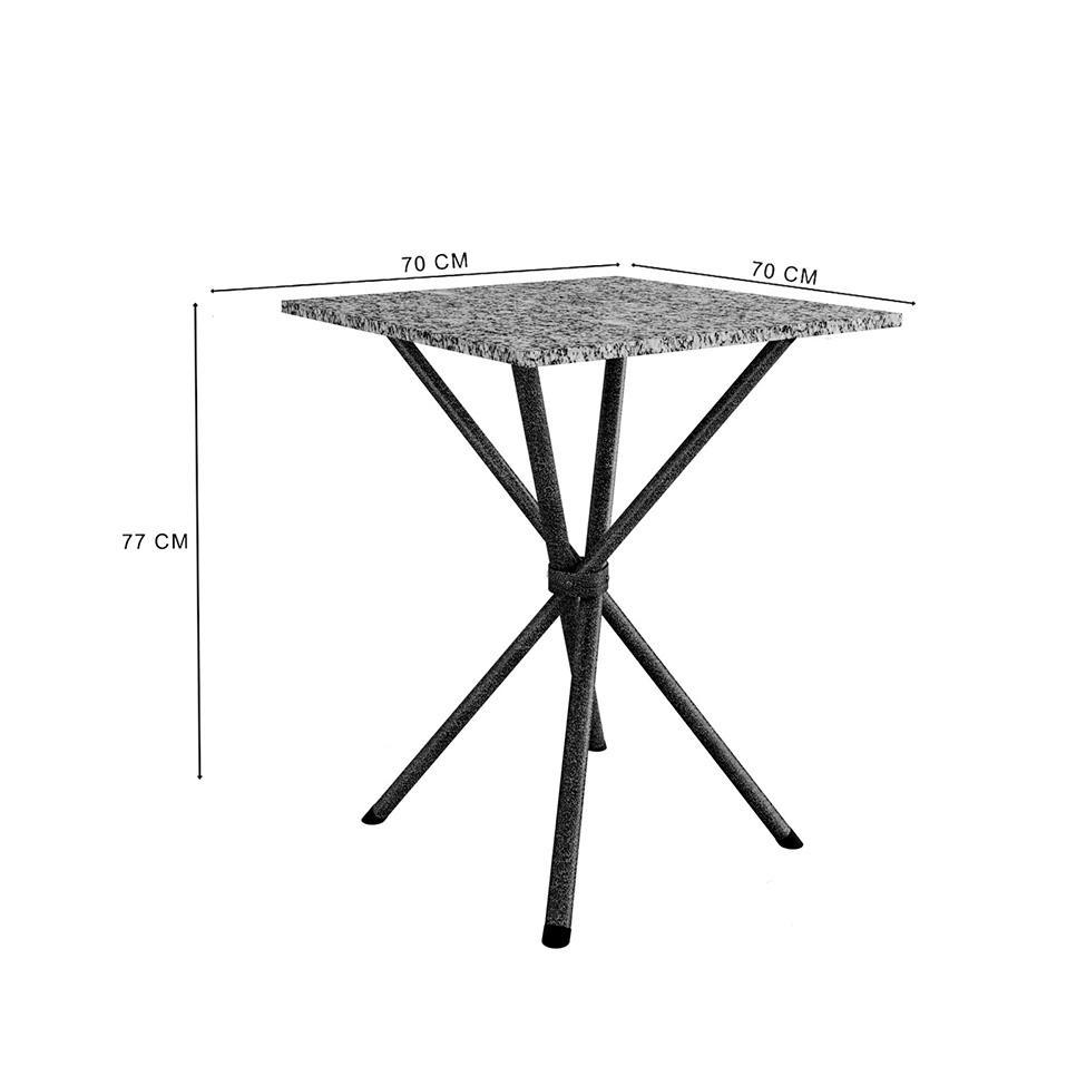 Mesa de Jantar Quadrada com Tampo de Granito Léia Preta Brilhante 70 cm - 3
