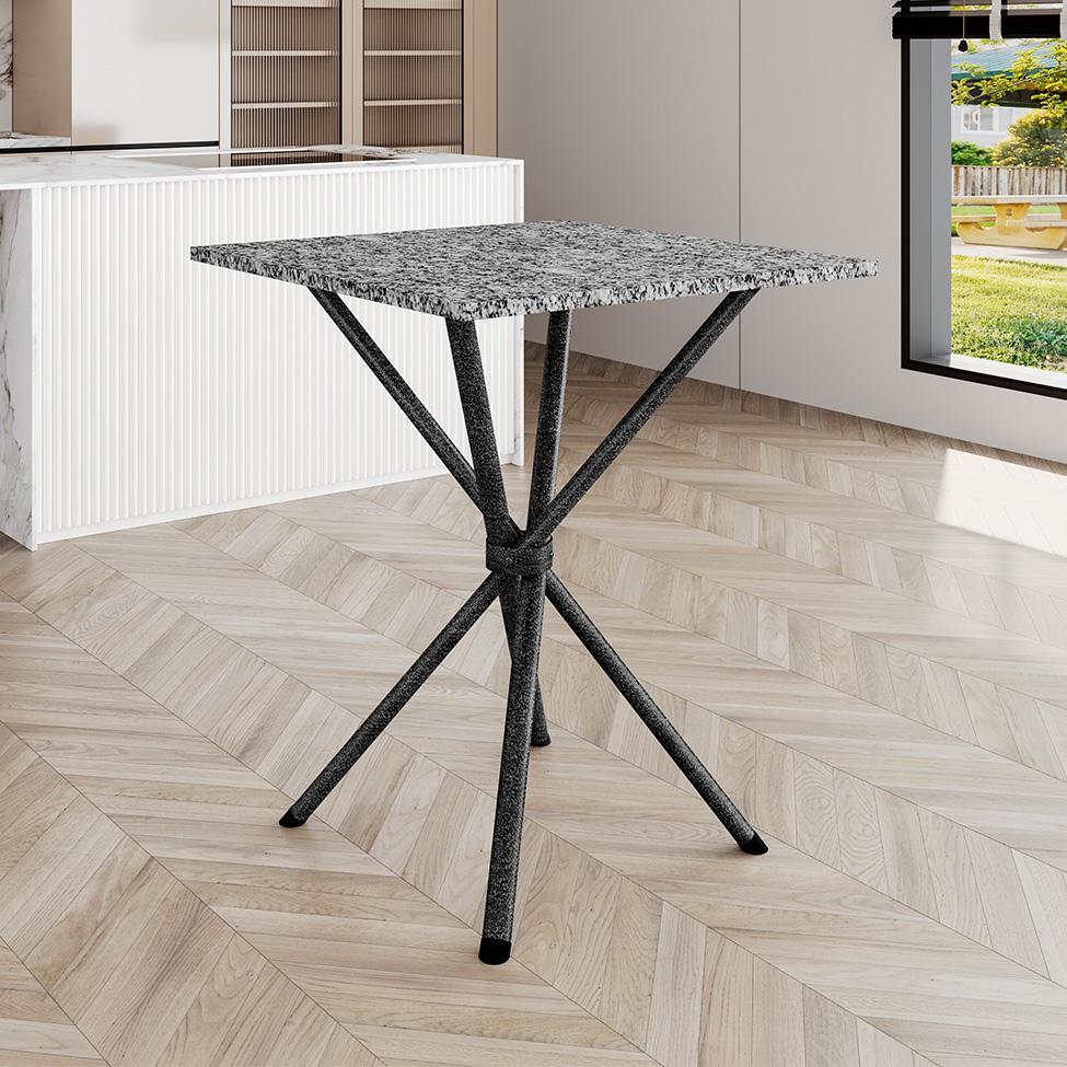 Mesa de Jantar Quadrada com Tampo de Granito Léia Preta Brilhante 70 cm - 4
