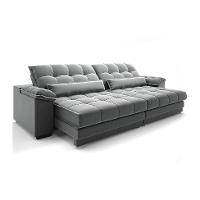 Sofá 3 Lugares Retrátil e Reclinável Majestic Veludo Cinza - 1