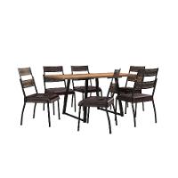 Conjunto de Mesa Retangular com Tampo de MDP Marrom Claro Atlanta e 6 Cadeiras Atenas Revestimento Sintético Marrom e Preto - 2
