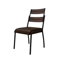 Conjunto de Mesa Retangular com Tampo de MDP Marrom Claro Atlanta e 6 Cadeiras Atenas Revestimento Sintético Marrom e Preto