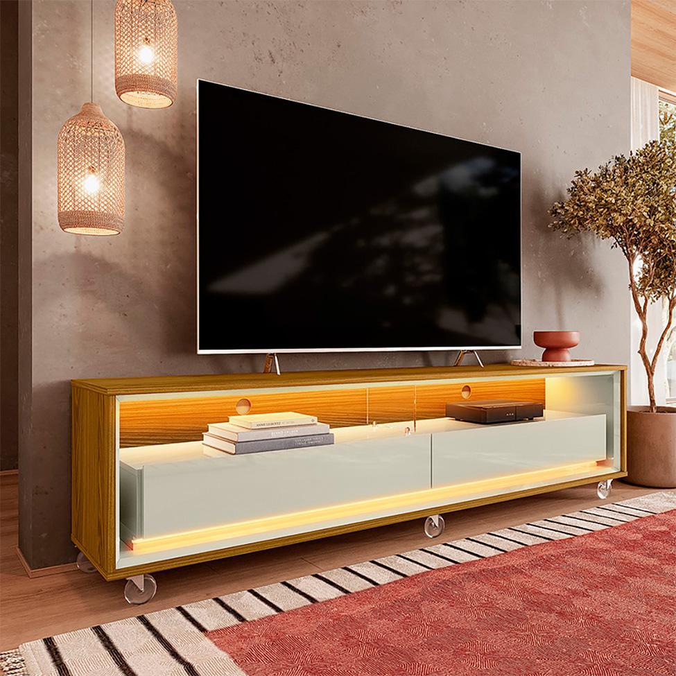 Rack para TV até 65 Polegadas Andorra com LED 2 GV Cedro e Off White - 2