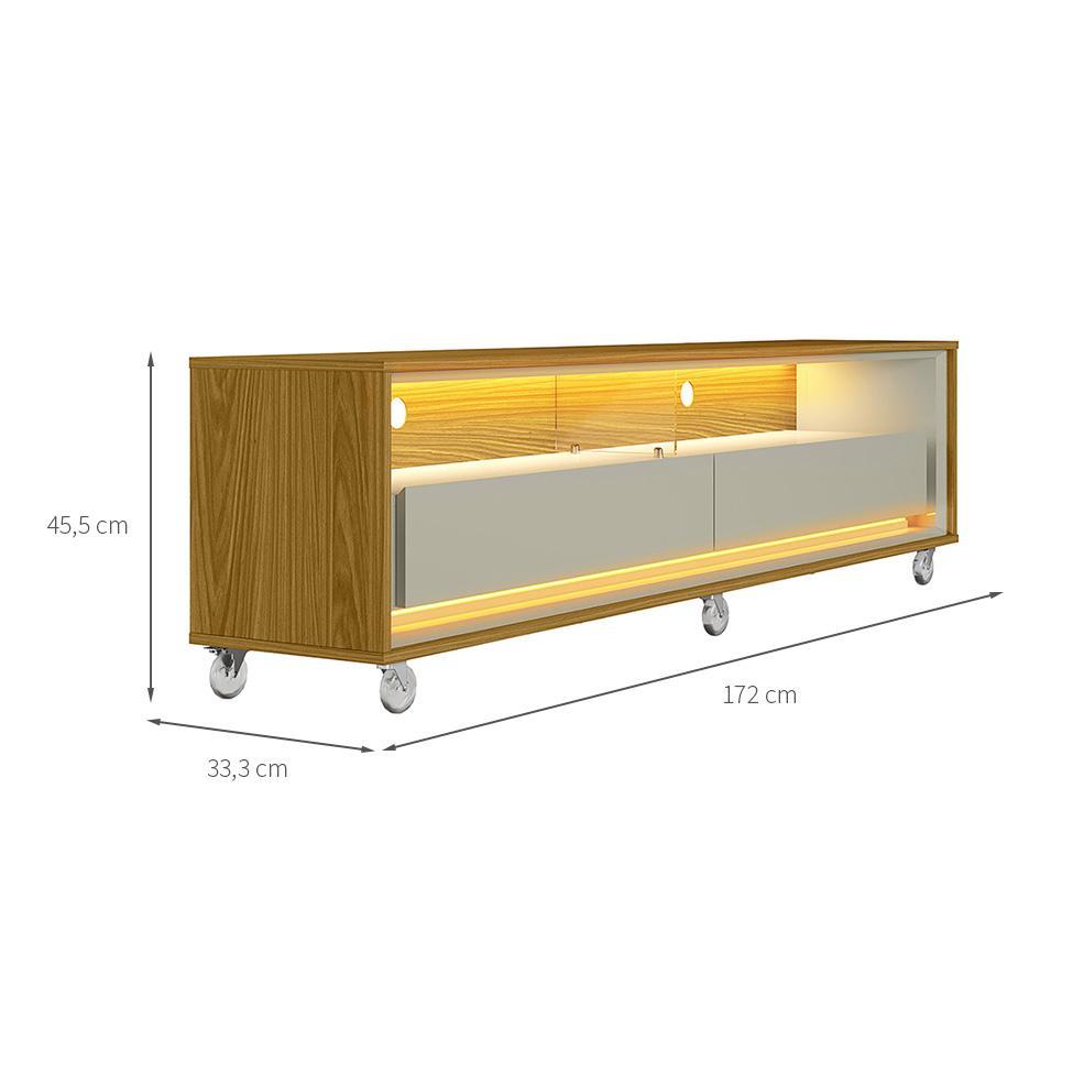 Rack para TV até 65 Polegadas Andorra com LED 2 GV Cedro e Off White - 3