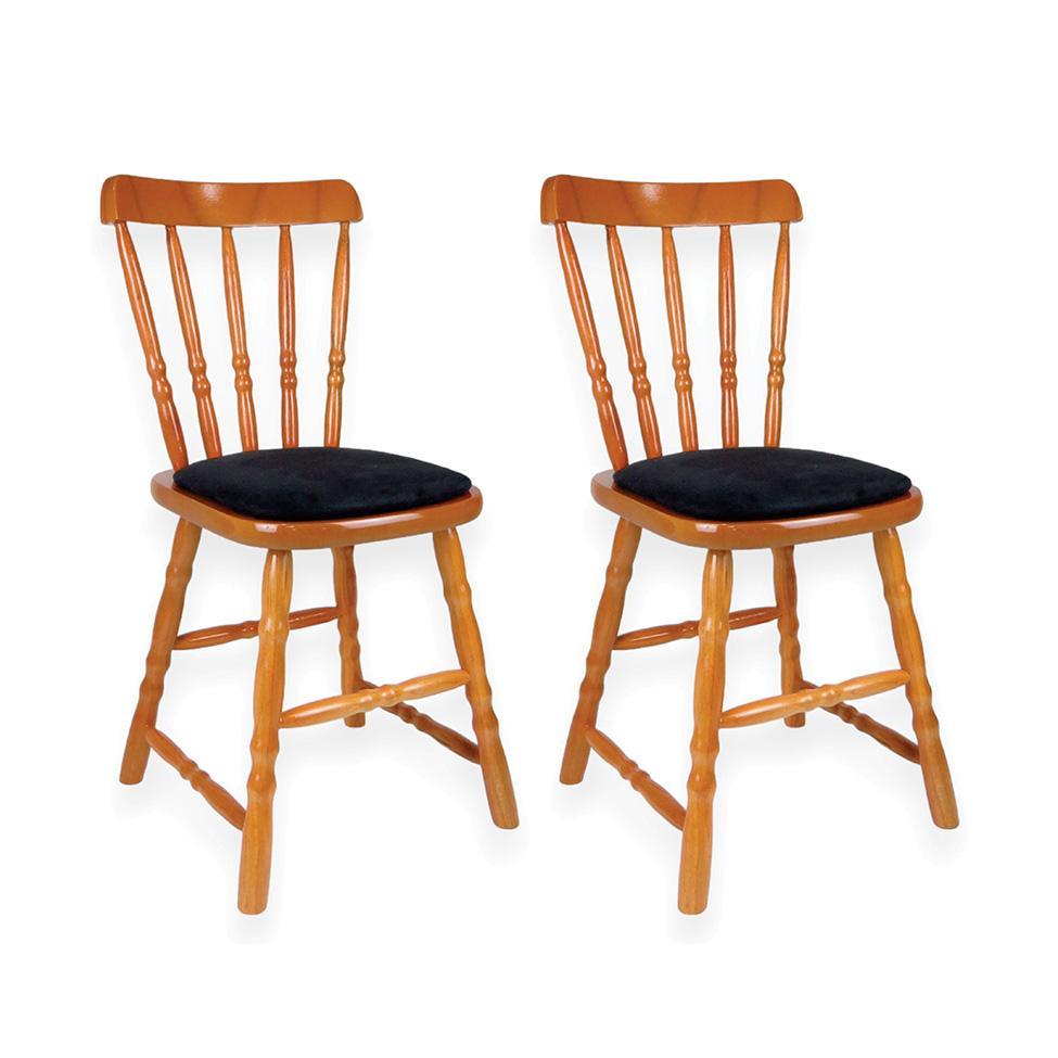 Conjunto com 2 Cadeiras Dalas Veludo Preto e Mel - 1