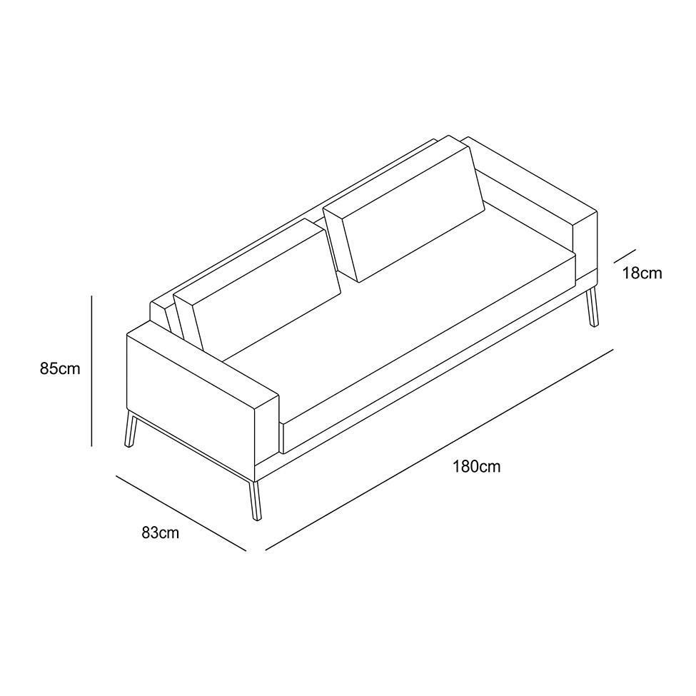 Sofá 3 Lugares Franccesco Linho Azul 180 cm - 3