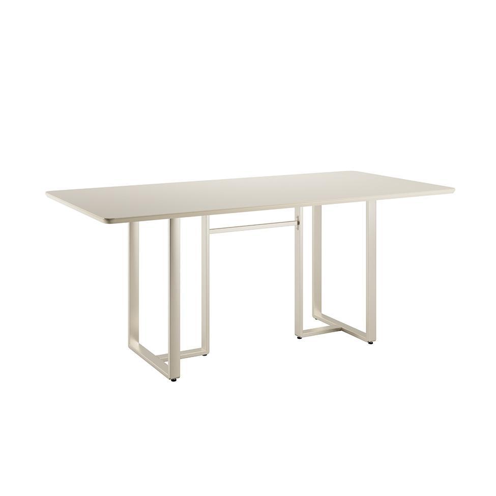 Mesa de Jantar Retangular com Tampo de Vidro Arcadia Off White e Champagne 184 cm - 1