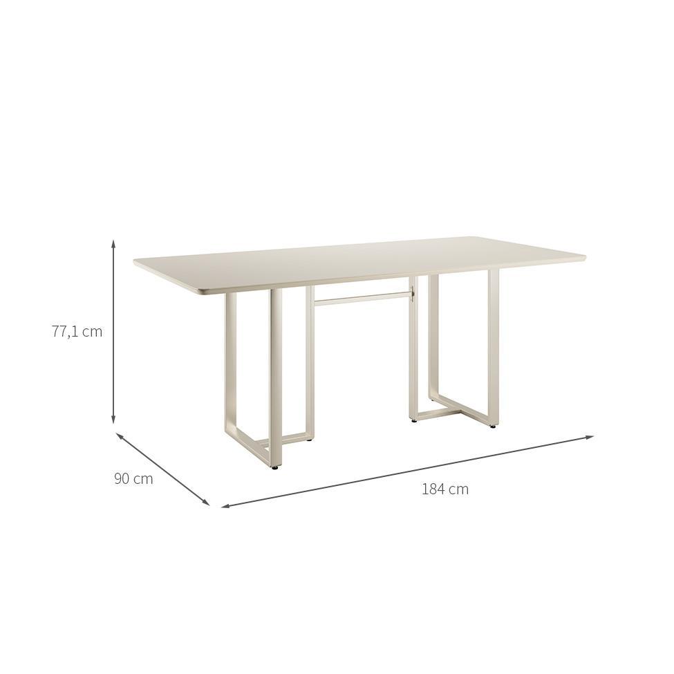 Mesa de Jantar Retangular com Tampo de Vidro Arcadia Off White e Champagne 184 cm - 3