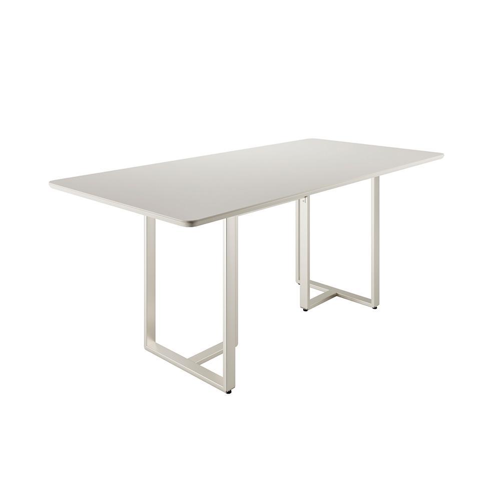 Mesa de Jantar Retangular com Tampo de Vidro Arcadia Off White e Champagne 184 cm - 4
