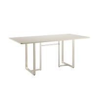 Mesa de Jantar Retangular com Tampo de Vidro Arcadia Off White e Champagne 184 cm - 1