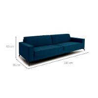 Sofá 3 Lugares Angelo Linho Azul 210 cm - 3