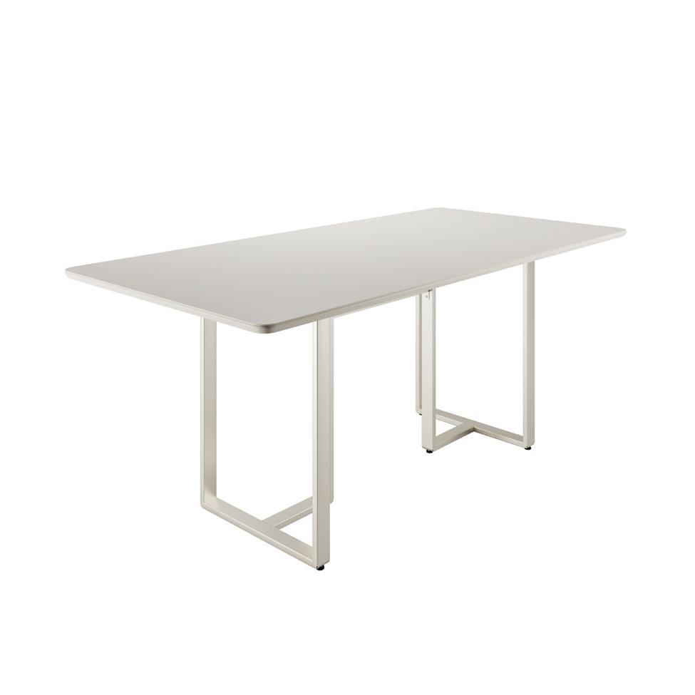 Mesa de Jantar Retangular com Tampo de Vidro Arcadia Off White e Champagne 160 cm - 3