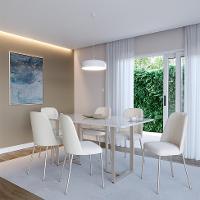 Mesa de Jantar Retangular com Tampo de Vidro Arcadia Off White e Champagne 160 cm - 4