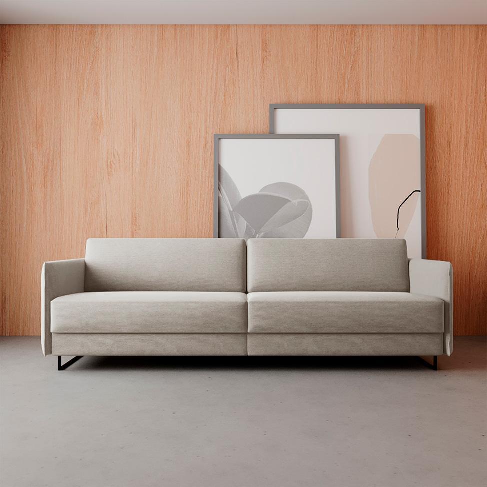 Sofá 3 Lugares Enrico Linho Bege 180 cm - 2