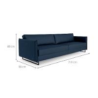 Sofá 3 Lugares Enrico Linho Azul 210 cm - 3