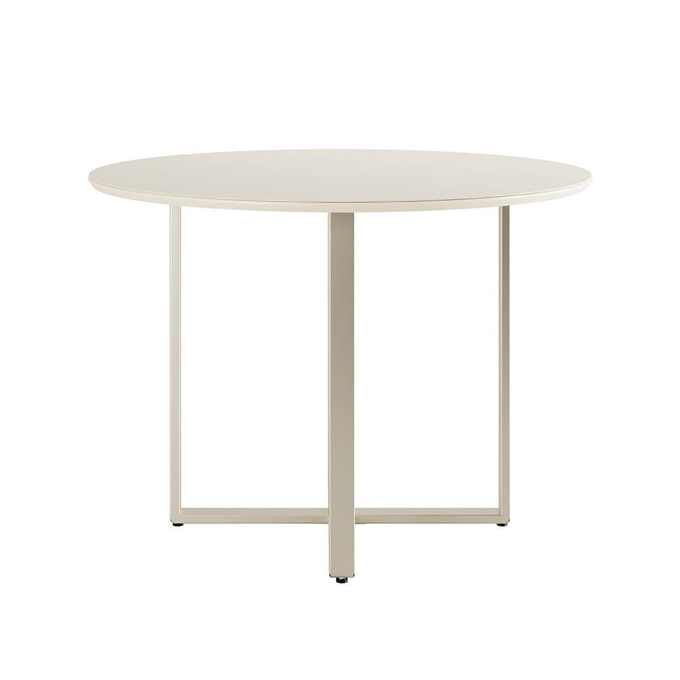 Mesa de Jantar Redonda com Tampo de Vidro Arcadia Off White e Champagne 108 cm - 1
