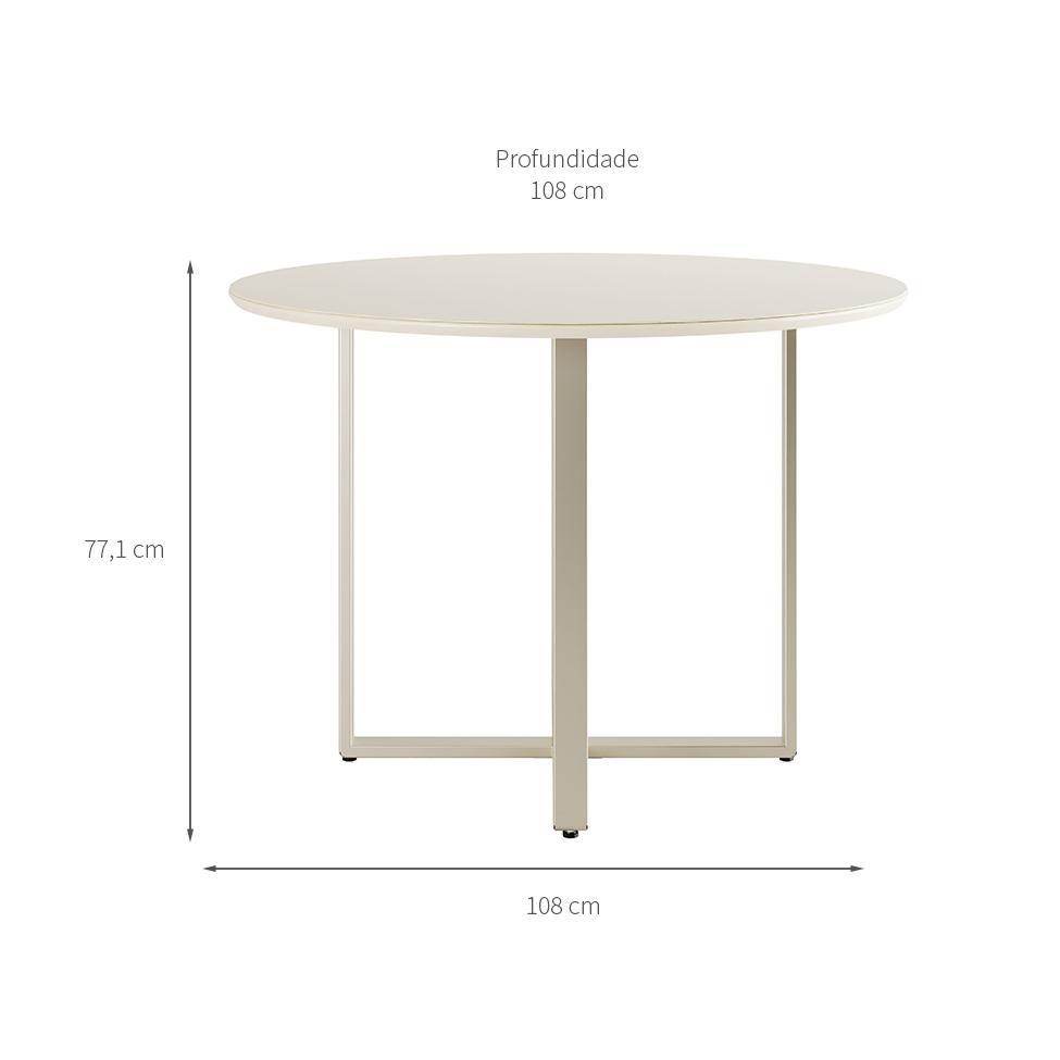 Mesa de Jantar Redonda com Tampo de Vidro Arcadia Off White e Champagne 108 cm - 3
