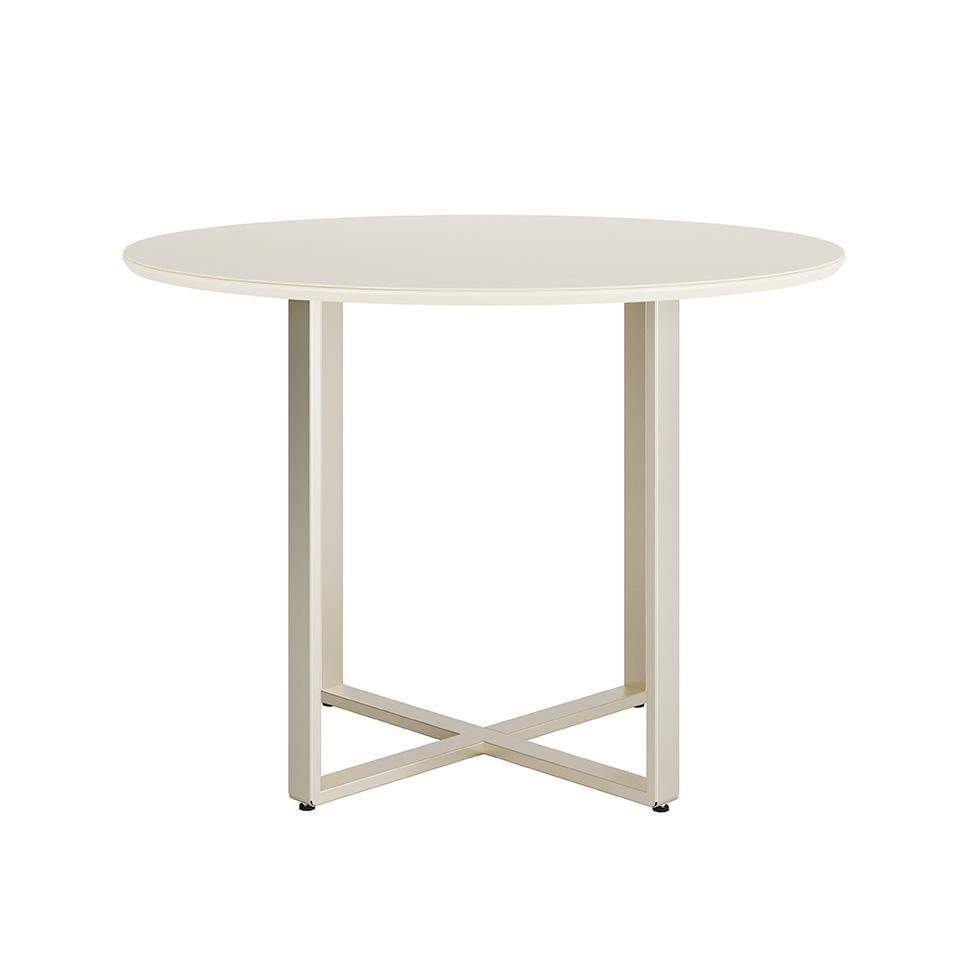 Mesa de Jantar Redonda com Tampo de Vidro Arcadia Off White e Champagne 108 cm - 4