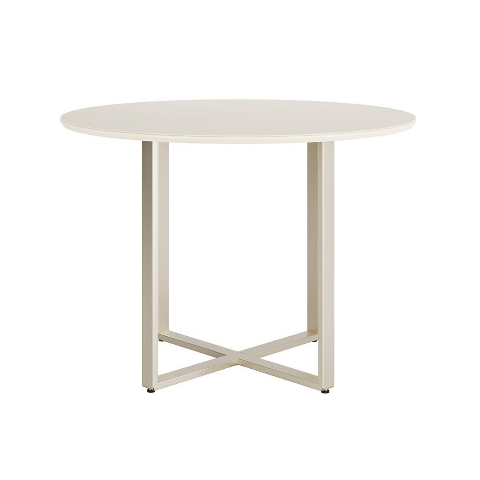 Mesa de Jantar Redonda com Tampo de Vidro Arcadia Off White e Champagne 108 cm - 5