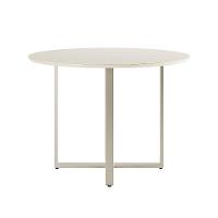 Mesa de Jantar Redonda com Tampo de Vidro Arcadia Off White e Champagne 108 cm - 1