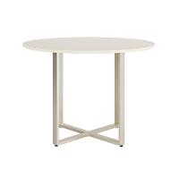 Mesa de Jantar Redonda com Tampo de Vidro Arcadia Off White e Champagne 108 cm - 5