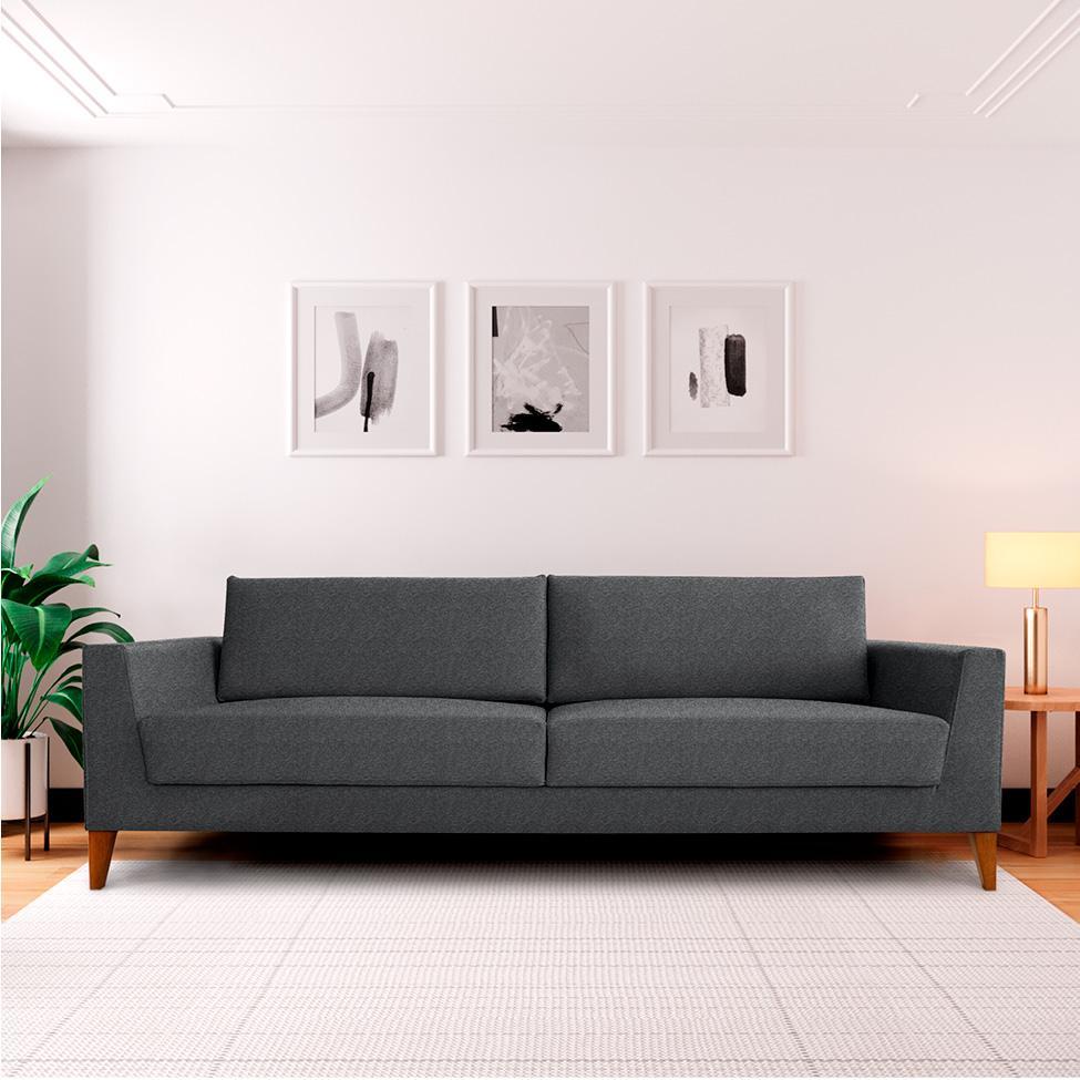 Sofá 3 Lugares Benjamin Linho Cinza 180 cm - 2