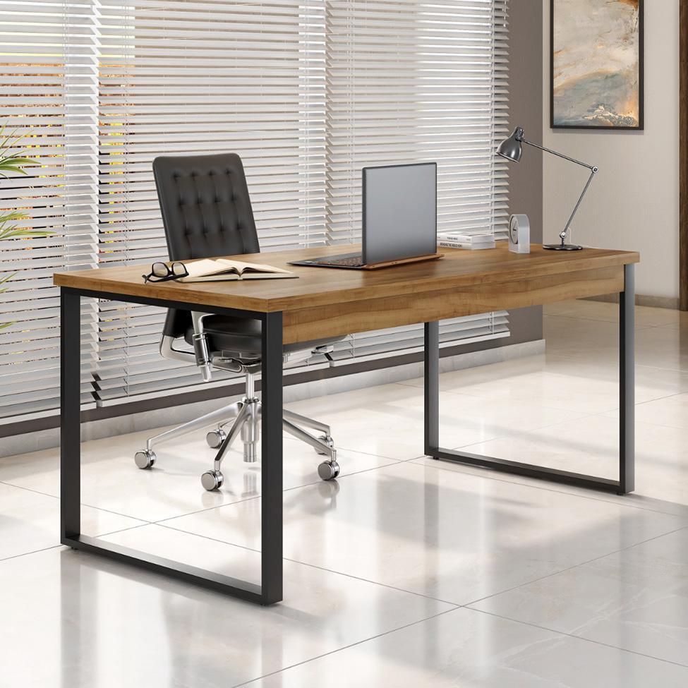 Mesa de Escritório Málaga Nogal e Preta 150 cm - 1
