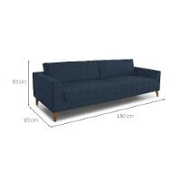 Sofá 3 Lugares Benjamin Linho Azul 180 cm - 3